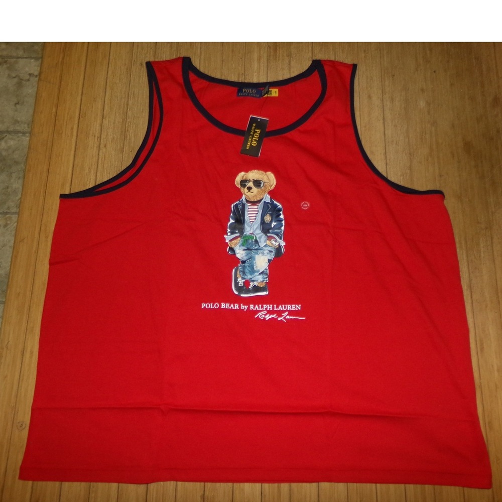 Polo Ralph Lauren Mens Red Polo Bear Tank Top Shirt 4XB NWT